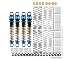 INJORA SCX24-27BL-4 - INJORA 43mm Aluminum Threaded Double Barrel Shocks Dampers for Axial SCX24, Blue