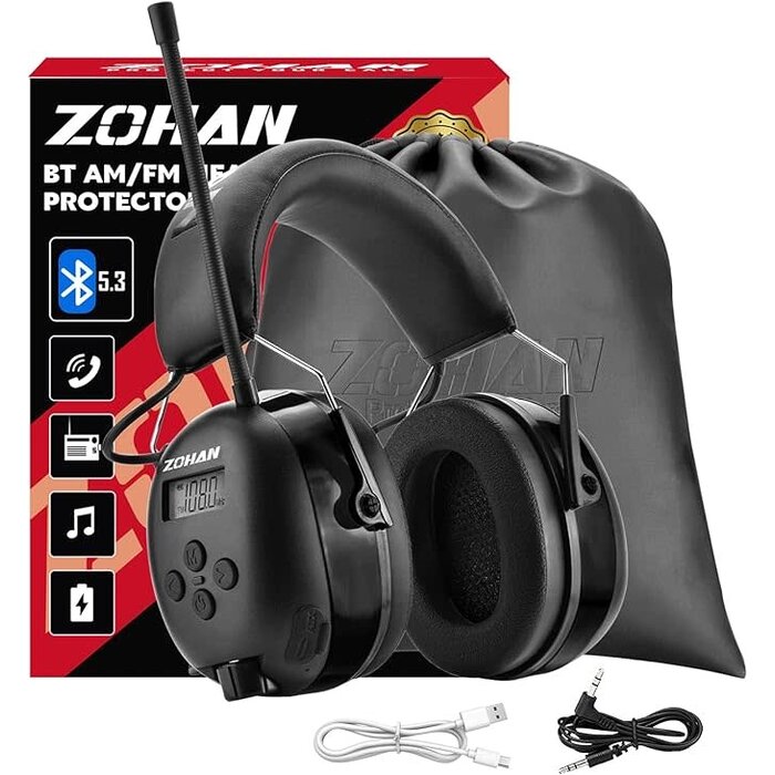 ZOHAN-033 - ZOHAN AM/FM Radio Headphone with Digital Display, Ear Protection Noise Reduction Earmuffs, Comfortable Hearing Protector
