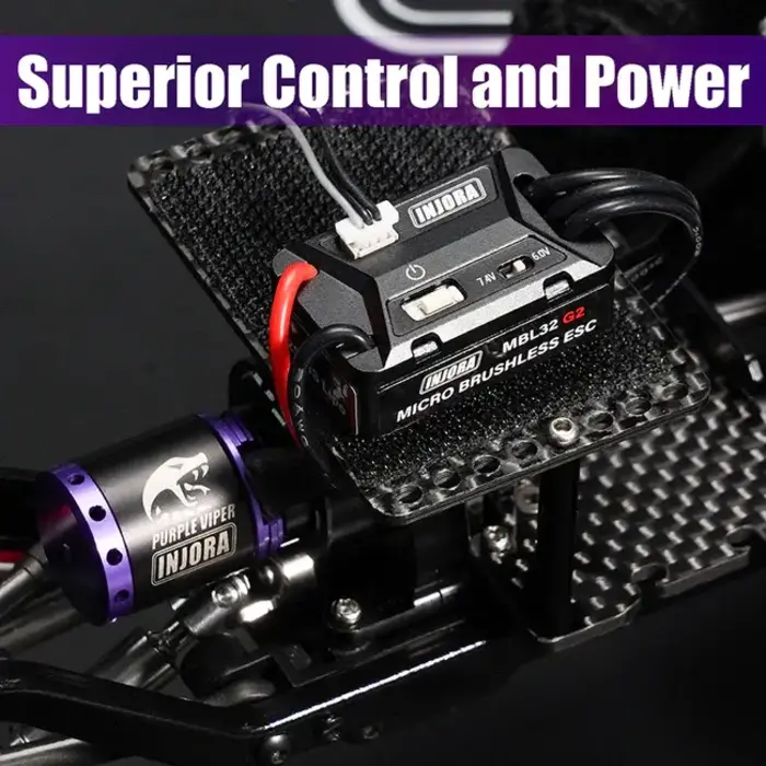 INJORA MBL32G2-INM19-4M - G2 Waterproof Brushless ESC & 1721 Purple Viper Motor for 1/18 TRX4M  Ascent-18