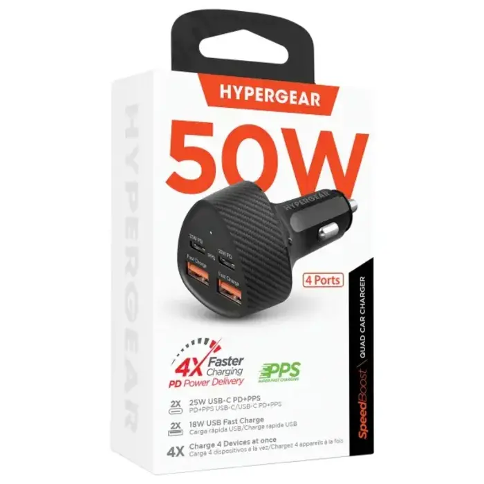 60W USB C Fast Car Charger, 4-Ports Car Charger Adapter, Dual Type C PD30W/PPS30W Compatible with iPhone14/13 Pro/Max/iPhone12/Galaxy/SamsungS23, Dual USB-A 18W QC3.0 for Android(Gray)