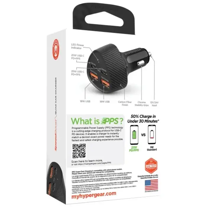 60W USB C Fast Car Charger, 4-Ports Car Charger Adapter, Dual Type C PD30W/PPS30W Compatible with iPhone14/13 Pro/Max/iPhone12/Galaxy/SamsungS23, Dual USB-A 18W QC3.0 for Android(Gray)