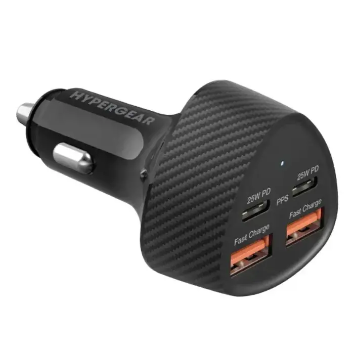 60W USB C Fast Car Charger, 4-Ports Car Charger Adapter, Dual Type C PD30W/PPS30W Compatible with iPhone14/13 Pro/Max/iPhone12/Galaxy/SamsungS23, Dual USB-A 18W QC3.0 for Android(Gray)