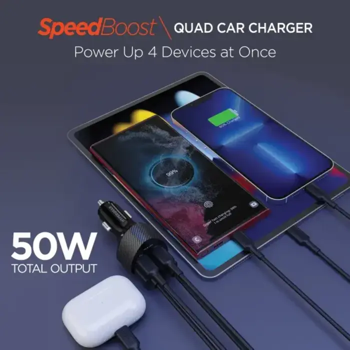 60W USB C Fast Car Charger, 4-Ports Car Charger Adapter, Dual Type C PD30W/PPS30W Compatible with iPhone14/13 Pro/Max/iPhone12/Galaxy/SamsungS23, Dual USB-A 18W QC3.0 for Android(Gray)