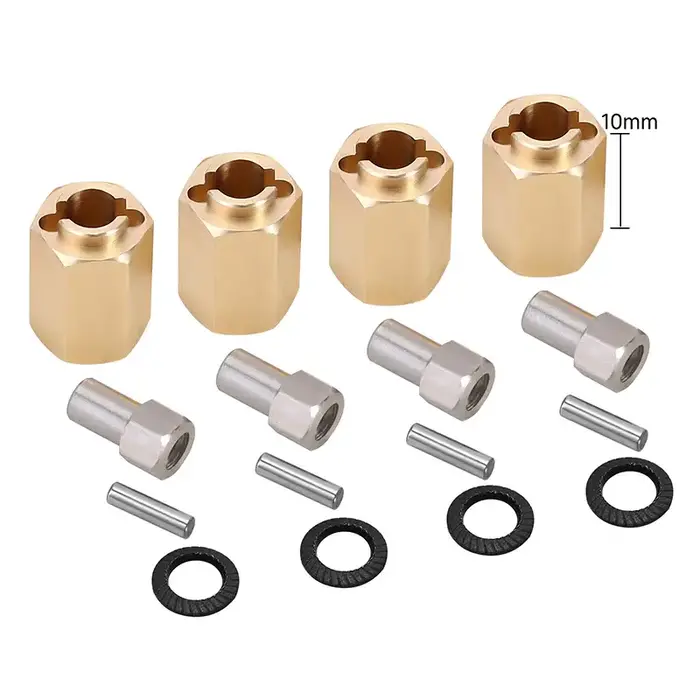 INJORA 4M-02-10 - INJORA 4PCS 10mm(+6mm) Brass Wheel Hex Hub Extenders for 1/18 TRX4M