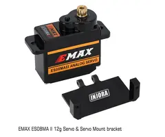INJORA ES08MA-M - INJORA EMax ES08MA II 12g Analog Metal Gear Servo with Mount & Arm for Axial SCX24 AX24