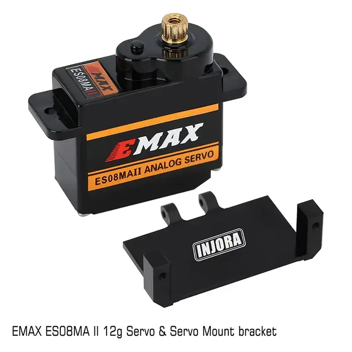 INJORA ES08MA-M - INJORA EMax ES08MA II 12g Analog Metal Gear Servo with Mount & Arm for Axial SCX24 AX24