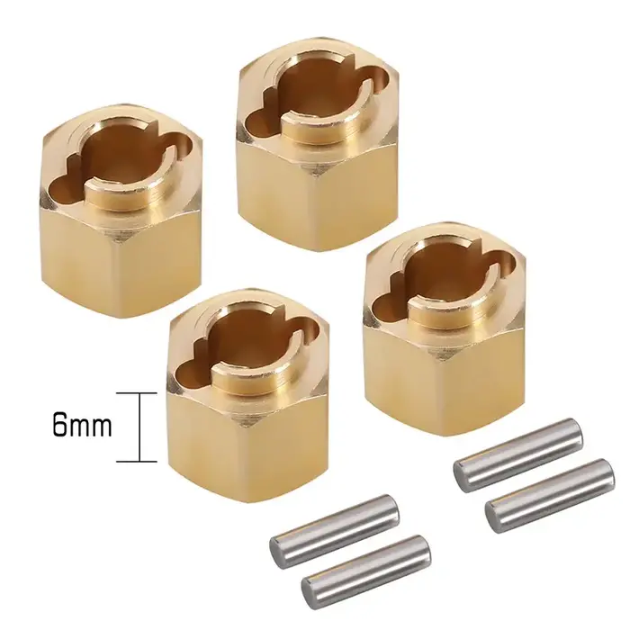INJORA 4M-02-6 - INJORA 4PCS 6mm Brass Wheel Hex Hub Extenders for 1/18 TRX4M (4M-02)