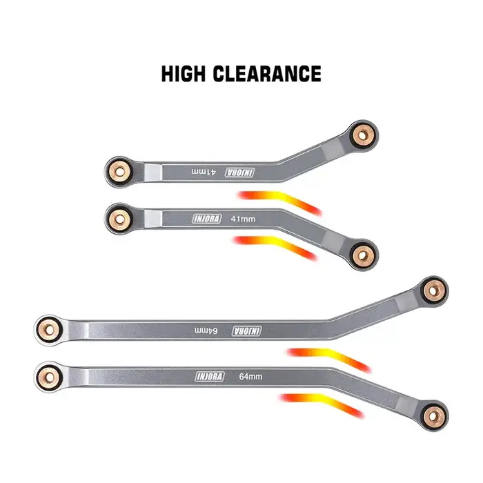 INJORA SCX24-187GL - INJORA Aluminum High Clearance 4 Links Set for 1/24 Axial SCX24 GX470, Gray