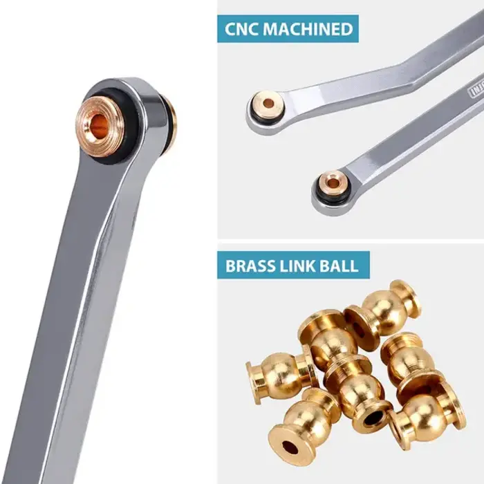 INJORA SCX24-187GL - INJORA Aluminum High Clearance 4 Links Set for 1/24 Axial SCX24 GX470, Gray