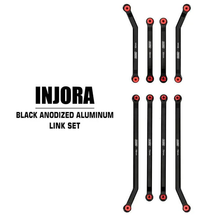 INJORA SCX24-68BK - INJORA 8PCS Aluminum High Clearance 4 Links Kit for Axial SCX24 Gladiator Power Wagon