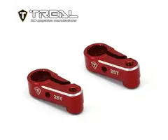 TREAL X003QXEFEV - TREAL Aluminum 7075 Servo Horn 25T Steering Servo Arm (2pcs) for 1/18 TRX4M Defender Bronco K10 F150, Red