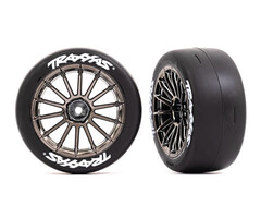 Traxxas 9374R - 2.0" Black Chrome Front Wheels & Response Tires (2)