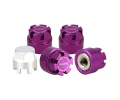 INJORA YQ-WH-16PU - INJORA M2 Wheel Nuts CNC Aluminum Cap Locking Nus for 1/24 SCX24 AX24 FCX24M,  Purple