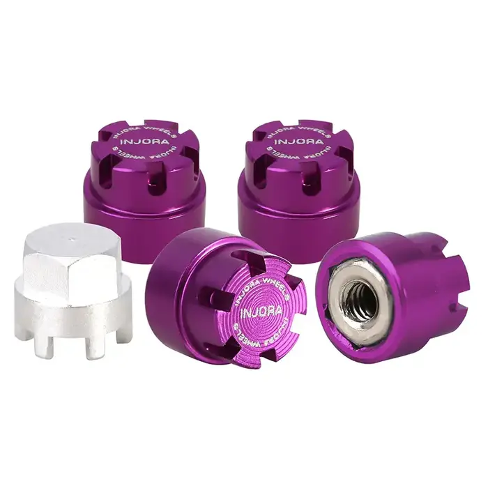 INJORA YQ-WH-16PU - INJORA M2 Wheel Nuts CNC Aluminum Cap Locking Nus for 1/24 SCX24 AX24 FCX24M,  Purple