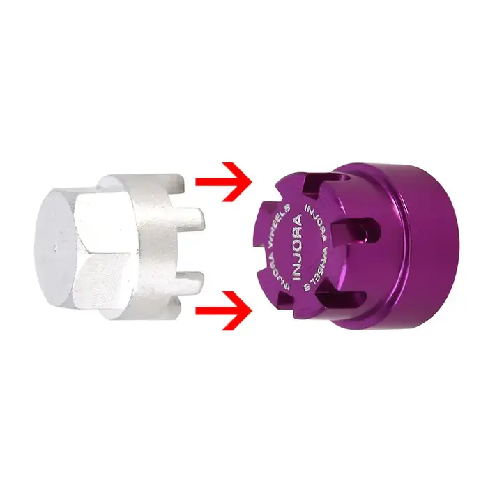 INJORA YQ-WH-16PU - INJORA M2 Wheel Nuts CNC Aluminum Cap Locking Nus for 1/24 SCX24 AX24 FCX24M,  Purple