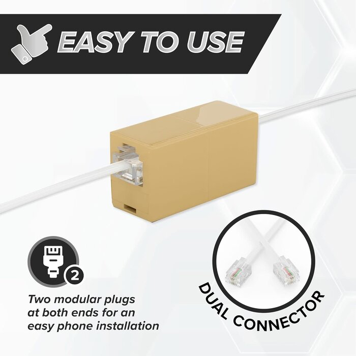 Seefeful RJ-11-WHITE-100FT - THE CIMPLE CO Phone Cord for Landline, 100 FT, Modular Telephone Extension Cable, RJ11, for Routers, FAX, AIO, Modem, 2 Pin, 1 Line, 30 Meters, White