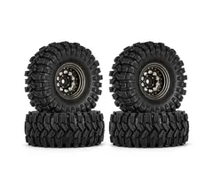 INJORA YQW-1008-1017 - INJORA 1.0" 58*24mm -2.65mm Offset Brass Beadlock Wheel Set for 1/24 1/18 RC Crawler, Black