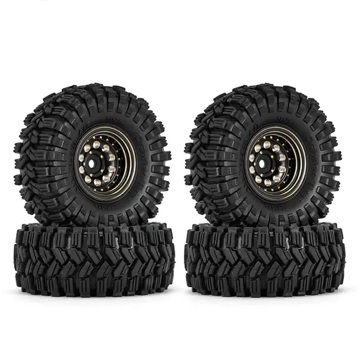 INJORA YQW-1008-1017 - INJORA 1.0" 58x24mm -2.65mm Offset Brass Beadlock Wheel Set for 1/24 1/18 RC Crawler, Black