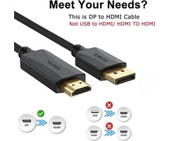 DP2HDMI-10FT - UV-CABLE DisplayPort to HDMI Cable 10 feet, 4K Display Port DP to HDMI HDTV Cord Adapter Male to Male for Audio &Video for TV, Computer, Monitor, Projector and More-Black Braided