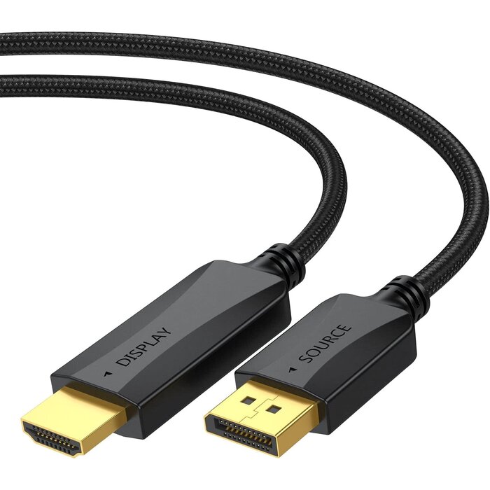 DP2HDMI-10FT - UV-CABLE DisplayPort to HDMI Cable 10 feet, 4K Display Port DP to HDMI HDTV Cord Adapter Male to Male for Audio &Video for TV, Computer, Monitor, Projector and More-Black Braided