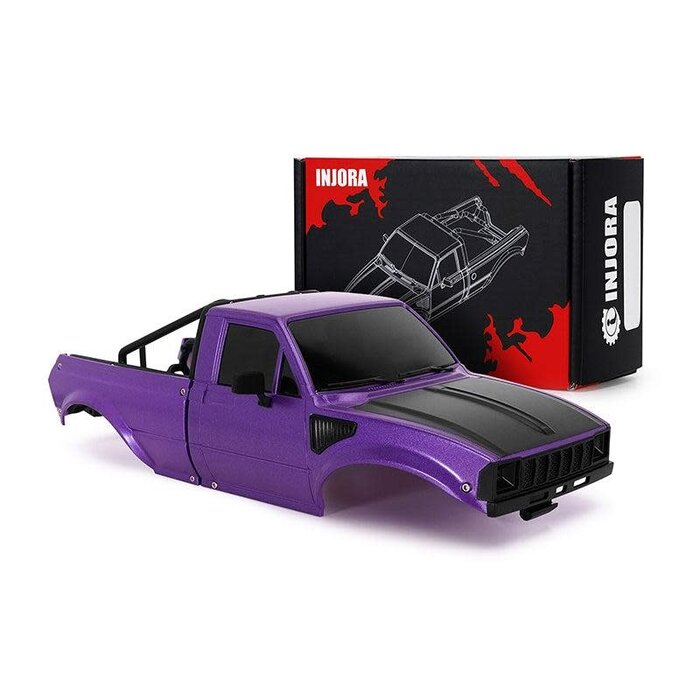 INJORA IR60-PU - INJORA IR60 Pickup Hard Body with Bed Rack for 1/18 TRX4M Defender Bronco, Purple
