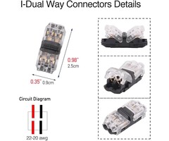 Brightfour 2WAY-WIRE-CONNECT - Brightfour - Low Voltage Wire Connectors, Brightfour Quick Solderless Wire Splice Connector, 2 Way Automotive Wire Connectors, Reliable Connection Small Wire Connectors I Type 2 Pins, Fits 20-24 AWG