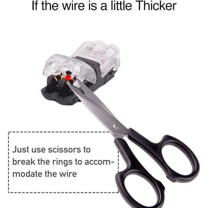 Brightfour 2WAY-WIRE-CONNECT - Brightfour - Low Voltage Wire Connectors, Brightfour Quick Solderless Wire Splice Connector, 2 Way Automotive Wire Connectors, Reliable Connection Small Wire Connectors I Type 2 Pins, Fits 20-24 AWG