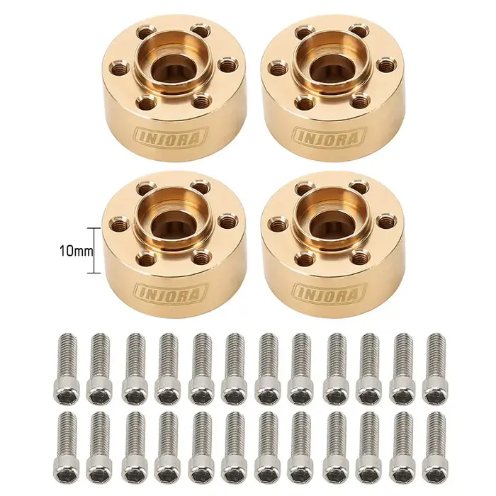 INJORA JH12-10-4  - INJORA +10mm Heavy Brass Wheel Hex Hub Extenders Adapters for 12mm 1.9 2.2 Beadlock Wheel Rims