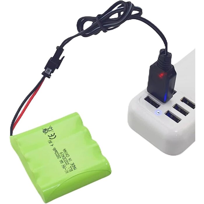 4.8V-2800mAh-SM-2P - 4.8V 2800mAh AA Rechargeable Battery with SM-2P Plug and USB Charging Cable for SY-E511 RC Excavator Truck Engineering Vehicle E562 TD141 RC Remote Control Car Toy Car Spare Battery