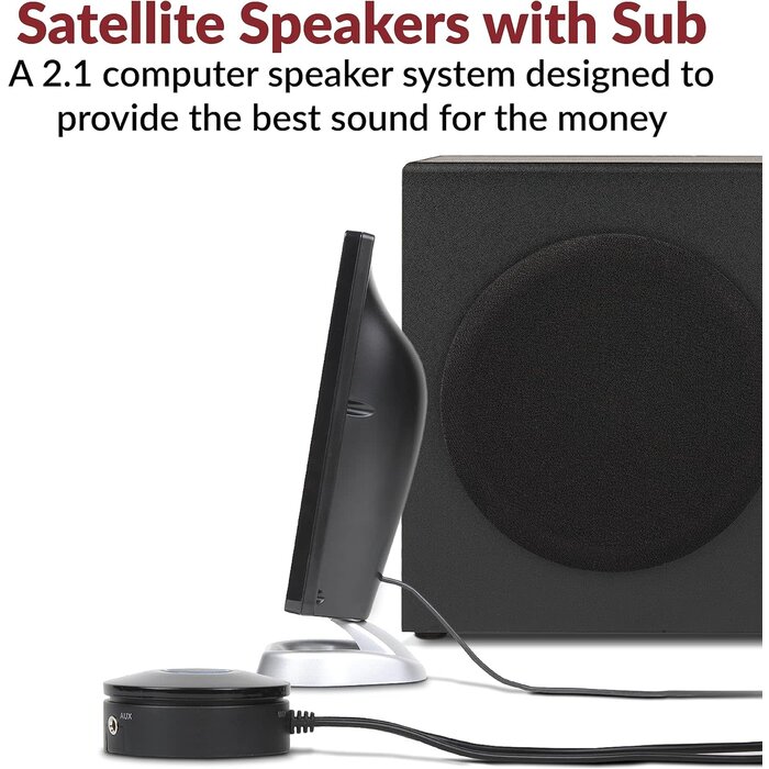 CA-3090 - Cyber Acoustics 2.1 Speaker System with Subwoofer with 18W of Power, 3.5mm connectivity – Easy Setup and Convenient Controls, Great for Music, Movies, and Gaming