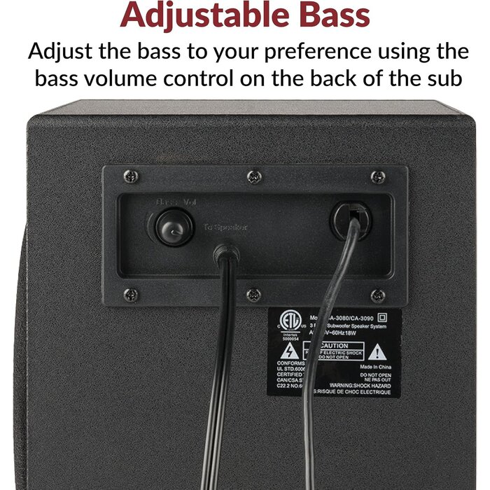 CA-3090 - Cyber Acoustics 2.1 Speaker System with Subwoofer with 18W of Power, 3.5mm connectivity – Easy Setup and Convenient Controls, Great for Music, Movies, and Gaming
