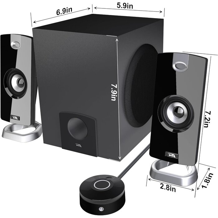 CA-3090 - Cyber Acoustics 2.1 Speaker System with Subwoofer with 18W of Power, 3.5mm connectivity – Easy Setup and Convenient Controls, Great for Music, Movies, and Gaming