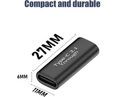 100W-USB-C-COUP - Pastall USB-C Female to Female Adapter. USBC Coupler Supports Up to 10Gbps Data Transfer and 100W Fast Charging. Compatible with Thunderbolt 4/3 Supports 8K@60Hz Video.
