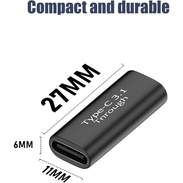 100W-USB-C-COUP - Pastall USB-C Female to Female Adapter. USBC Coupler Supports Up to 10Gbps Data Transfer and 100W Fast Charging. Compatible with Thunderbolt 4/3 Supports 8K@60Hz Video.