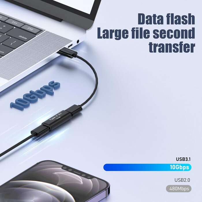 100W-USB-C-COUP - Pastall USB-C Female to Female Adapter. USBC Coupler Supports Up to 10Gbps Data Transfer and 100W Fast Charging. Compatible with Thunderbolt 4/3 Supports 8K@60Hz Video.