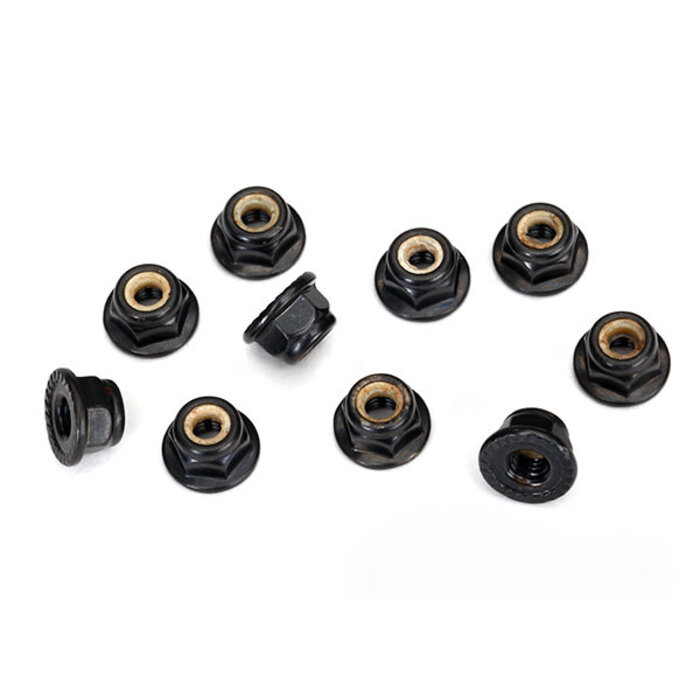 Traxxas 8347 - Black 4mm Flanged Nylon Locking Nuts (10)