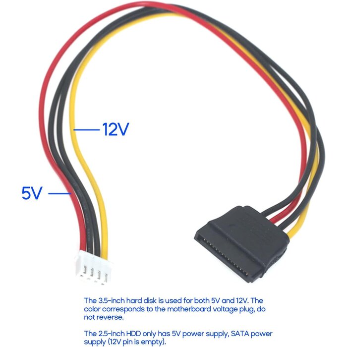 F/SATA15P-F/4P-ITX - JAGTRADE Power Cable SATA15P Female to 4P Female ITX Power Cord Wire Converter Cable for SATA Hard Drives Power Red Wire for 5v Power Supply