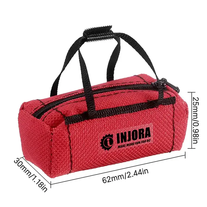 INJORA INA-90RD - INJORA Polyester Mini Sport Travel Bag for 1/18 1/24 RC Crawler TRX4M SCX24 AX24 FCX24 Upgrade, Red