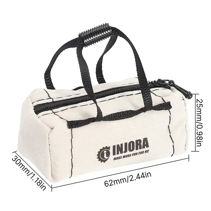 INJORA INA-90KH - INJORA Polyester Mini Sport Travel Bag for 1/18 1/24 RC Crawler TRX4M SCX24 AX24 FCX24 Upgrade, White