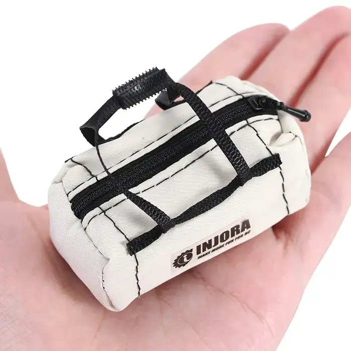 INJORA INA-90KH - INJORA Polyester Mini Sport Travel Bag for 1/18 1/24 RC Crawler TRX4M SCX24 AX24 FCX24 Upgrade, White