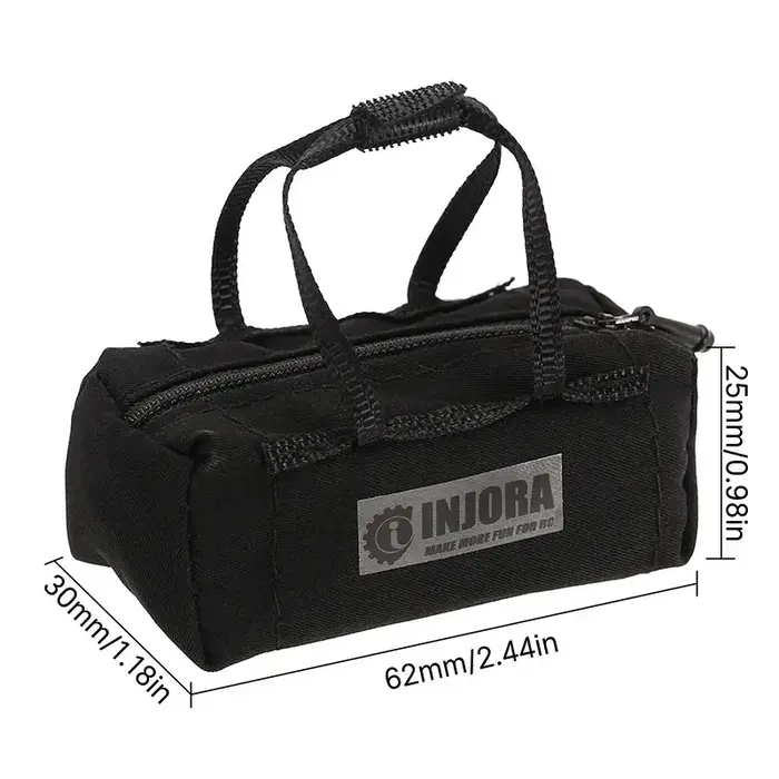 INJORA INA-90BK - INJORA Polyester Mini Sport Travel Bag for 1/18 1/24 RC Crawler TRX4M SCX24 AX24 FCX24 Accessory, Black