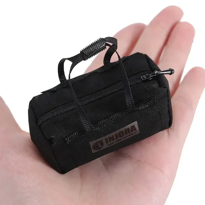 INJORA INA-90BK - INJORA Polyester Mini Sport Travel Bag for 1/18 1/24 RC Crawler TRX4M SCX24 AX24 FCX24 Accessory, Black
