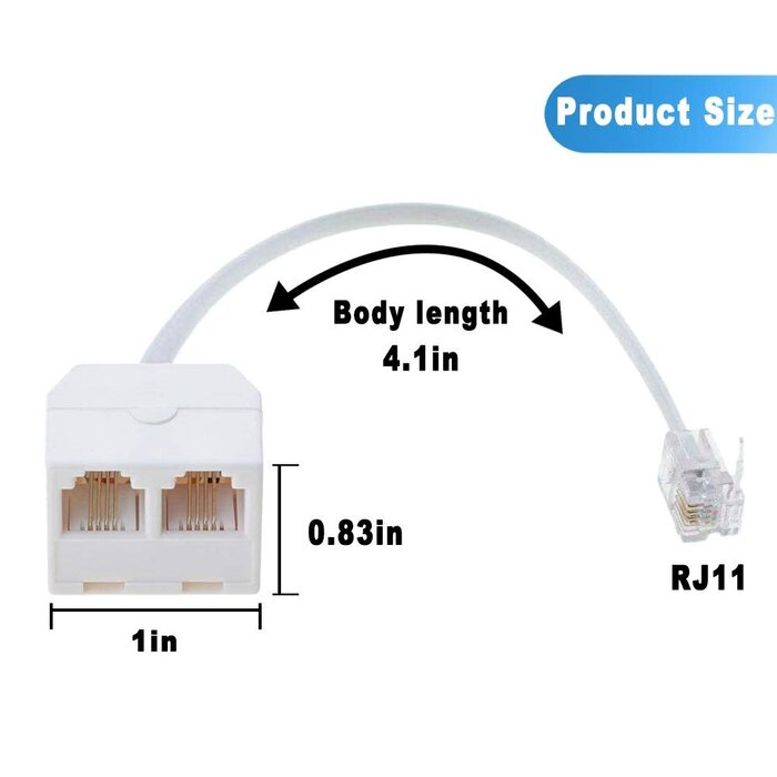 RFAdapter - Telephone Splitter, RJ11 Male to Female Two Way Phone Line Splitter Converter Cable