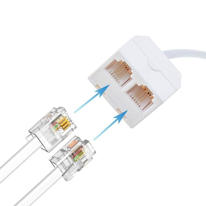 RFAdapter - Telephone Splitter, RJ11 Male to Female Two Way Phone Line Splitter Converter Cable
