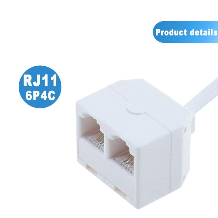 RFAdapter - Telephone Splitter, RJ11 Male to Female Two Way Phone Line Splitter Converter Cable