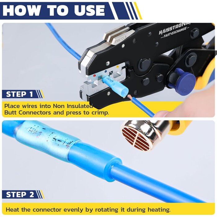 WIRE-CONNECT-80PCS - haisstronica 80PCS Heat Shrink Butt Connectors,AWG 26-10 Marine Grade Heat Shrink Wire Connectors,Tinned Red Copper Waterproof Wire Connectors(4Colors/4Sizes)