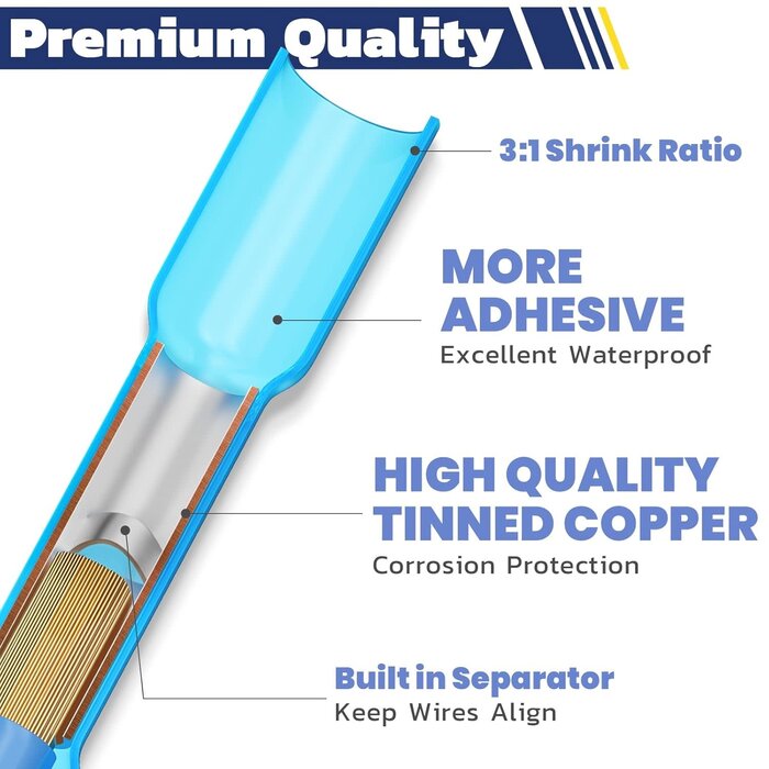 WIRE-CONNECT-80PCS - haisstronica 80PCS Heat Shrink Butt Connectors,AWG 26-10 Marine Grade Heat Shrink Wire Connectors,Tinned Red Copper Waterproof Wire Connectors(4Colors/4Sizes)