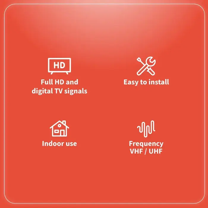 RadioShack 1503307 - RadioShack Amplified Indoor TV Antenna, 40 Mile Range, Full HD and digital TV signals, VHF and UHF signals