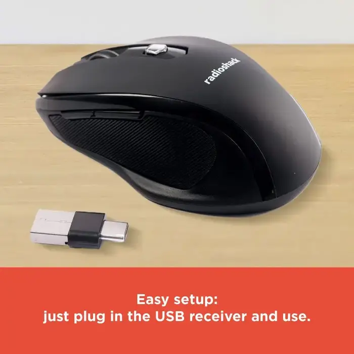2604760 - RadioShack Type-C Wireless 4 Button Mouse, Ergonomic design