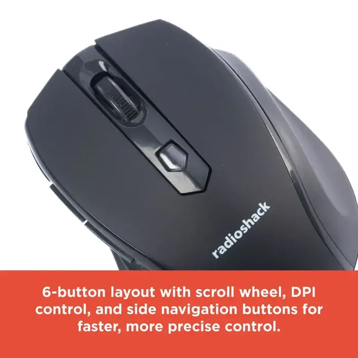 2604760 - RadioShack Type-C Wireless 4 Button Mouse, Ergonomic design